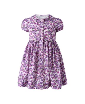  Girls' Violet Button-Front Dress - Little Kid, Big Kid