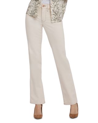 Marilyn Cotton Blend High Rise Straight Jeans in Light Oatmeal