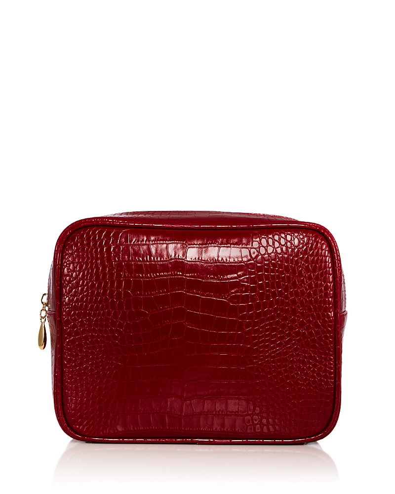 Abbode Croc Embossed Faux Leather Pouch In Red