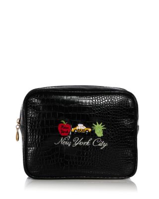 Croc Embossed Faux Leather Pouch