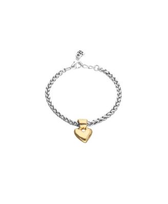  Sterling Silver Plated Chain Bracelet with  Gold Heart Detail