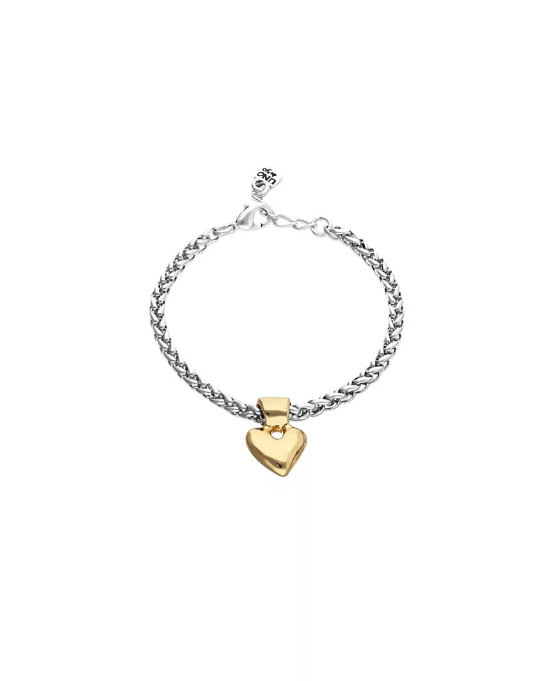UNOde50 Sterling Silver Plated Chain Bracelet with Gold Heart Detail