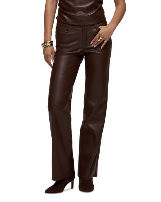 Rosie Faux Leather High Rise Wide Leg Jeans in Chicory Coffee