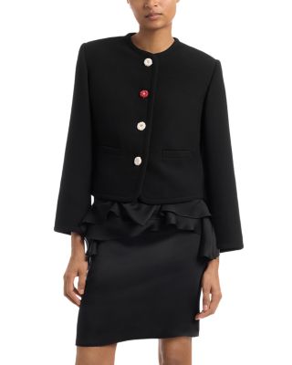 Liberowe Cora Wool Flower Button Jacket In Black