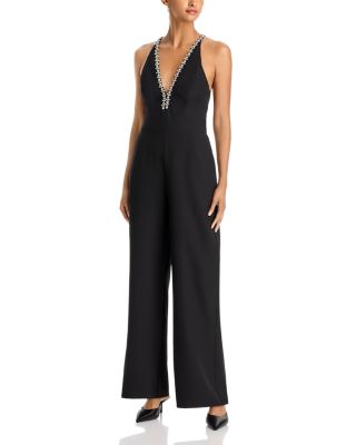 Jewel Trim Plunge V Neck Jumpsuit - Exclusive