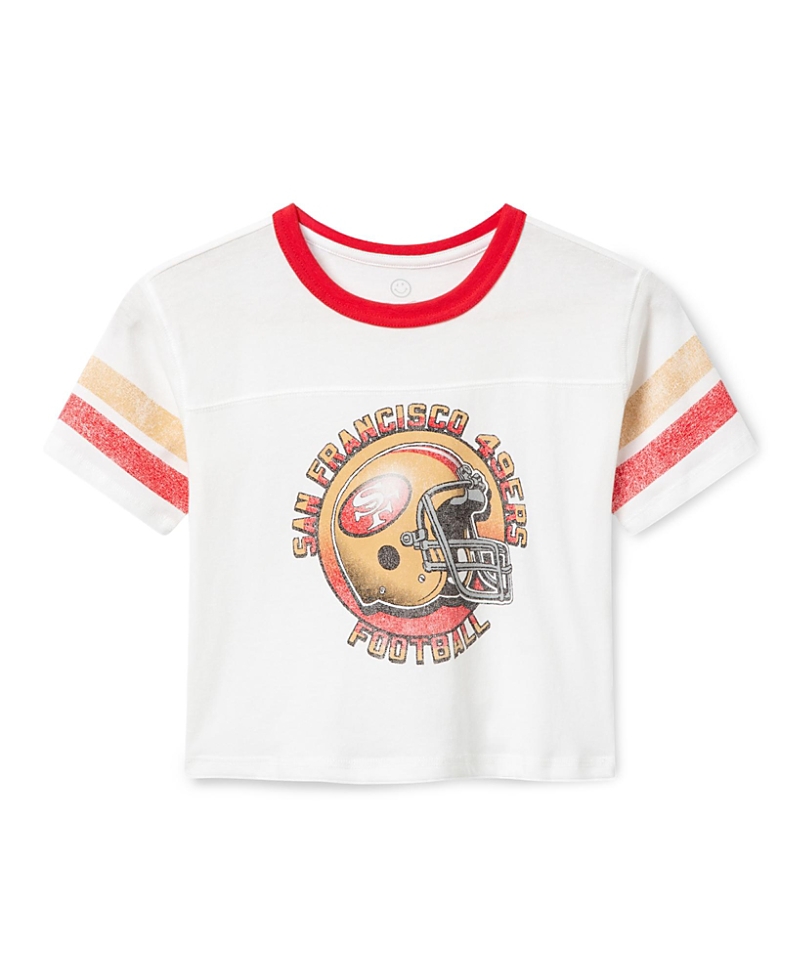 Junk Food Clothing Unisex San Francisco 49ers Striped Ringer Tee - Little Kid, Big Kid