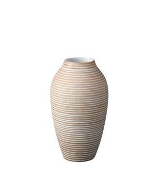  White Striped Kiln Mango Wood Classic Vase