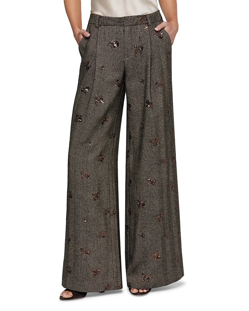 L'agence Allanah Embellished Wide Pants In Gray