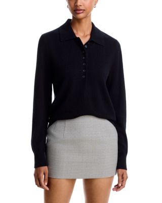 Aqua Henley Polo Cashmere Sweater - Exclusive