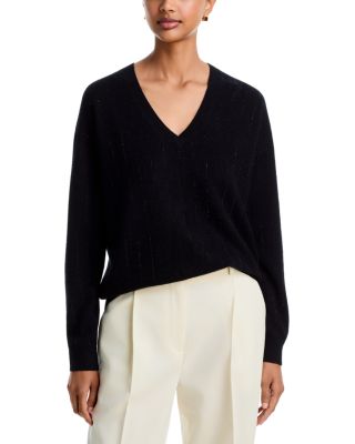 C by Bloomingdale's Cashmere Rhinestone V Neck Cashmere Sweater, Exclusive