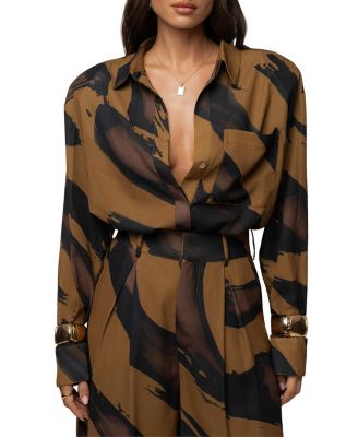 Jluxlabel Fierce Form Button-down Shirt In Gold Dusk