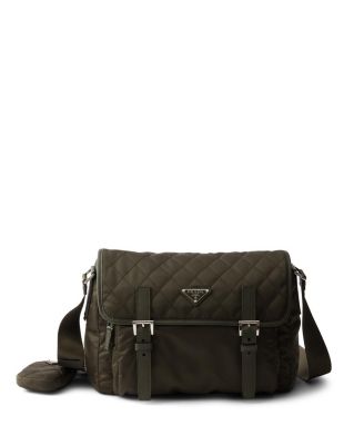  Large Quilted Re-Nylon Shoulder Bag With Saffiano Trim