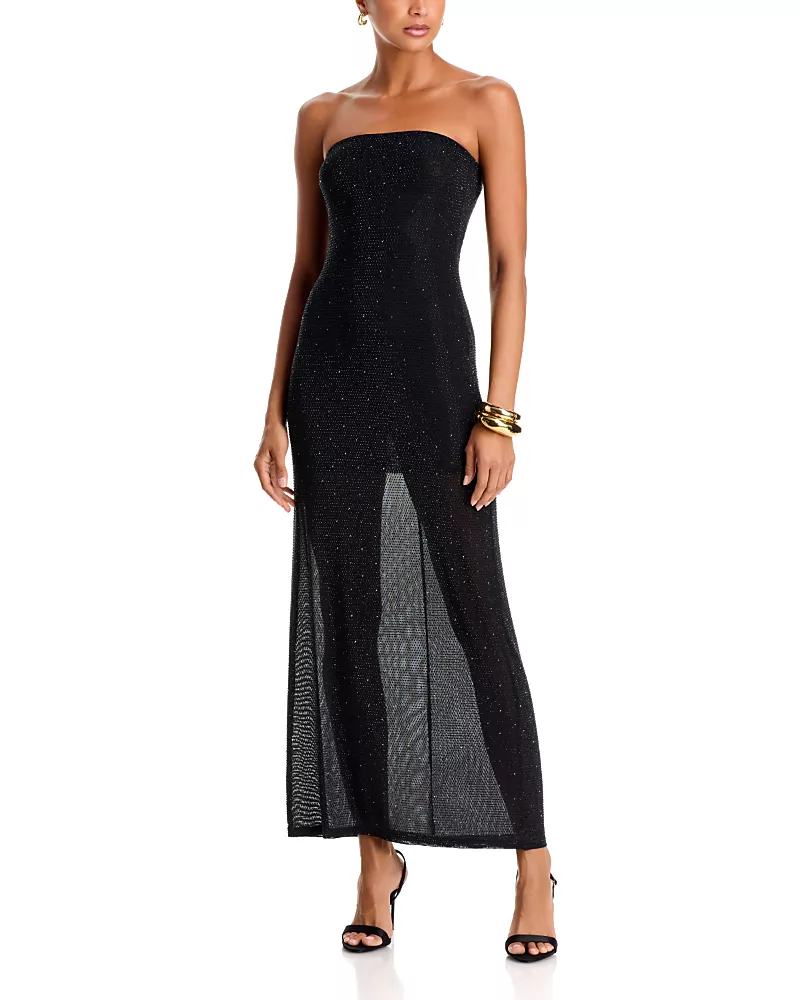 Alice and Olivia Delora Embellished Strapless Midi Dress