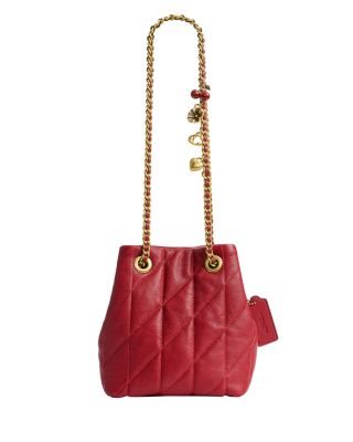 Jade Quilted Leather Drawstring Shoulder Bag