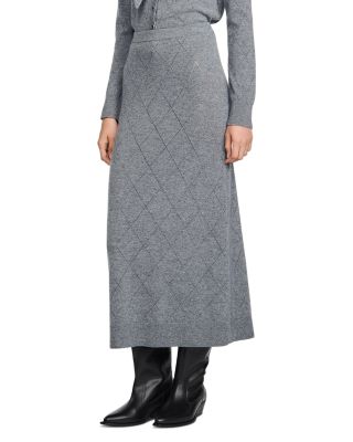 Coralyna Wool Blend Pointelle Knit Skirt
