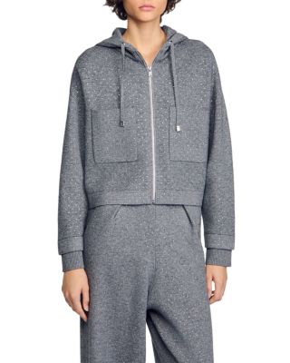 Luce Hooded Rhinestone Zip Cardigan