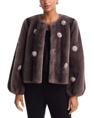Rhinestone Dahlia Faux Fur Benson Coat