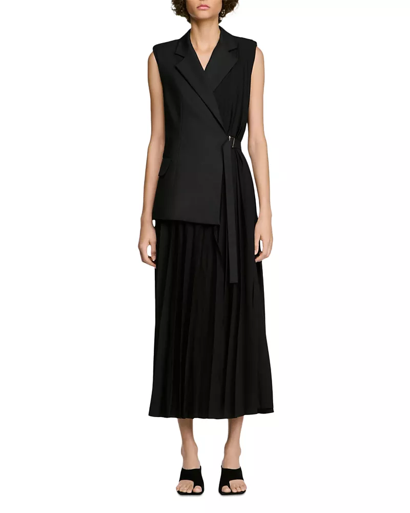Sandro Eleonore Tailored Wrap Maxi Dress