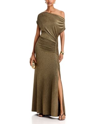 Metallic One Shoulder Dress - Exclusive - thumbnail 2