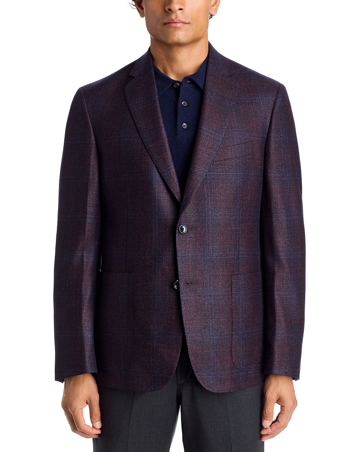 The Men's Store at Bloomingdale's Loro Piana Fabric Wool, Silk & Cashmere Plaid Unstructured Regular Fit Sport Coat - Exclusive