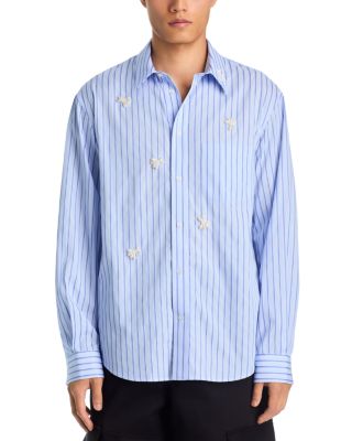 Cotton Relaxed Stripe Pearl Pocket Shirt