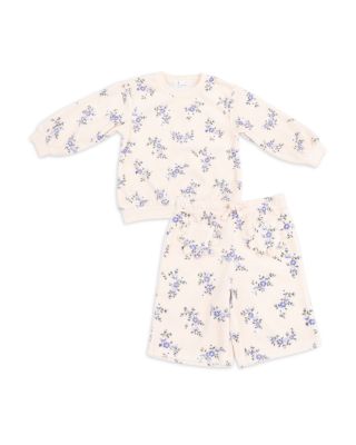 Girls' Sweet Hanna Floral Velour Oversized Sweatshirt & Wide Leg Pants Set - Baby