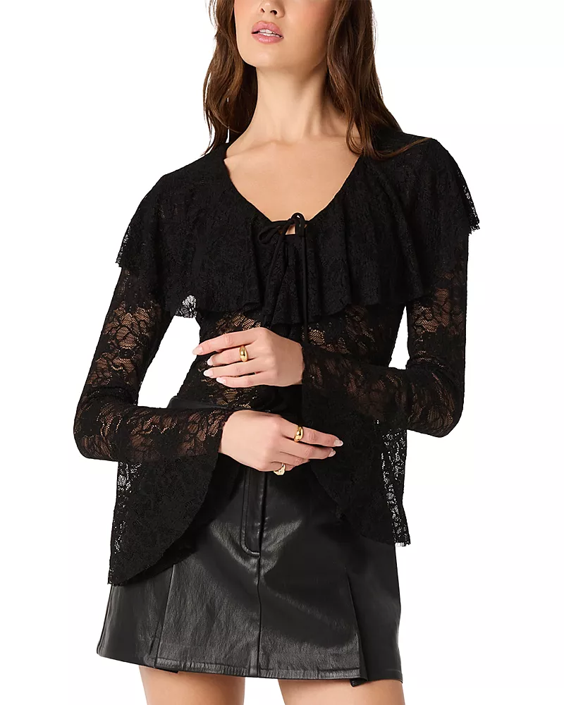 Astr the Label Lexie Lace Collared Top