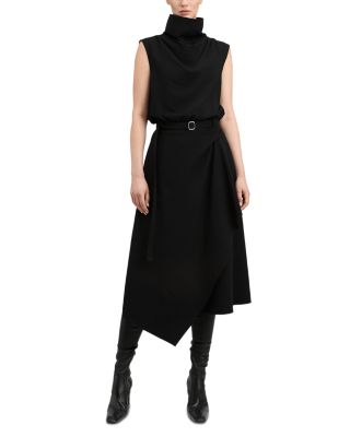 Debbie Cotton Stretch Funnel Neck Belted Dress