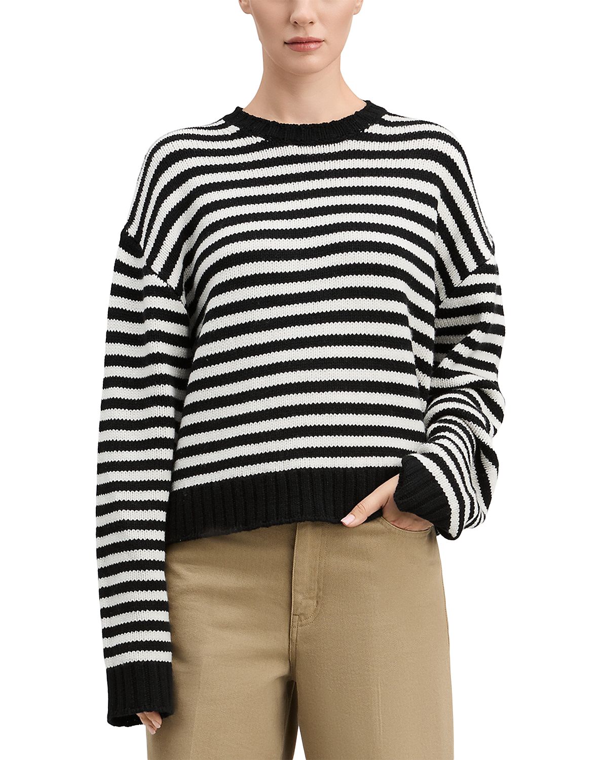 Derek Lam Nicholas Wool Striped Crewneck Sweater