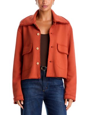 Frank & Eileen Rowan Cotton Sweatshirt Utility Jacket In Brown
