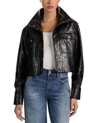 Alice and Olivia James Faux Leather Cropped Jacket