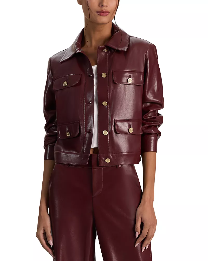 Alice and Olivia Alex Faux Leather Boxy Jacket