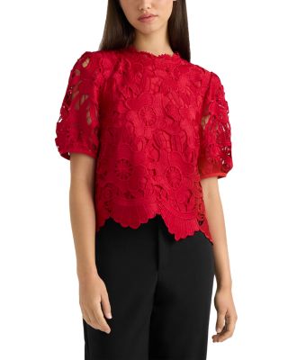 Floral Lace Mock Neck Top