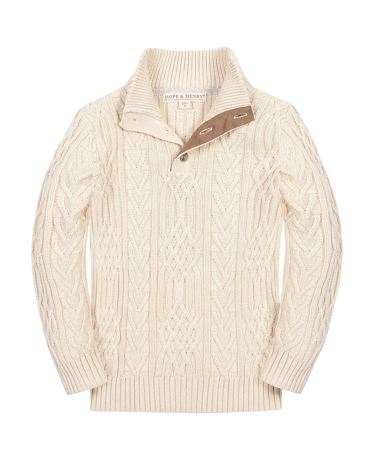 Hope & Henry Boys' Organic Mock Neck Cable Sweater - Big Kid