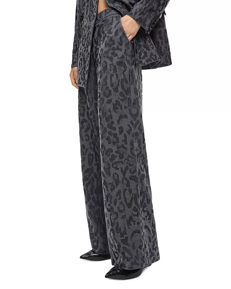 Pinko Rhinestone Pattern Straight Leg Pants