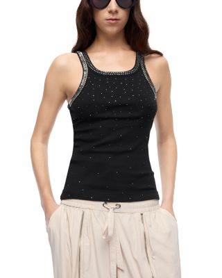 Coriandoli Cotton Stretch Embellished Tank Top
