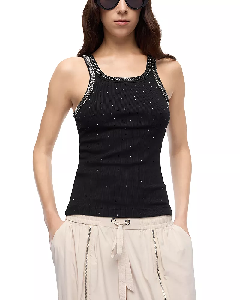 Pinko Coriandoli Cotton Stretch Embellished Tank Top