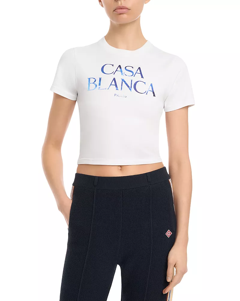 Casablanca Meduse Sportive Stacked Logo Cropped Baby Tee