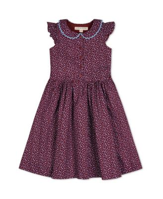  Girls' Flutter Sleeve Linen Dress with Peter Pan Collar - Little Kid, Big Kid