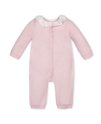 Girls' Organic Ruffle Collar Button Front Sweater Romper - Baby
