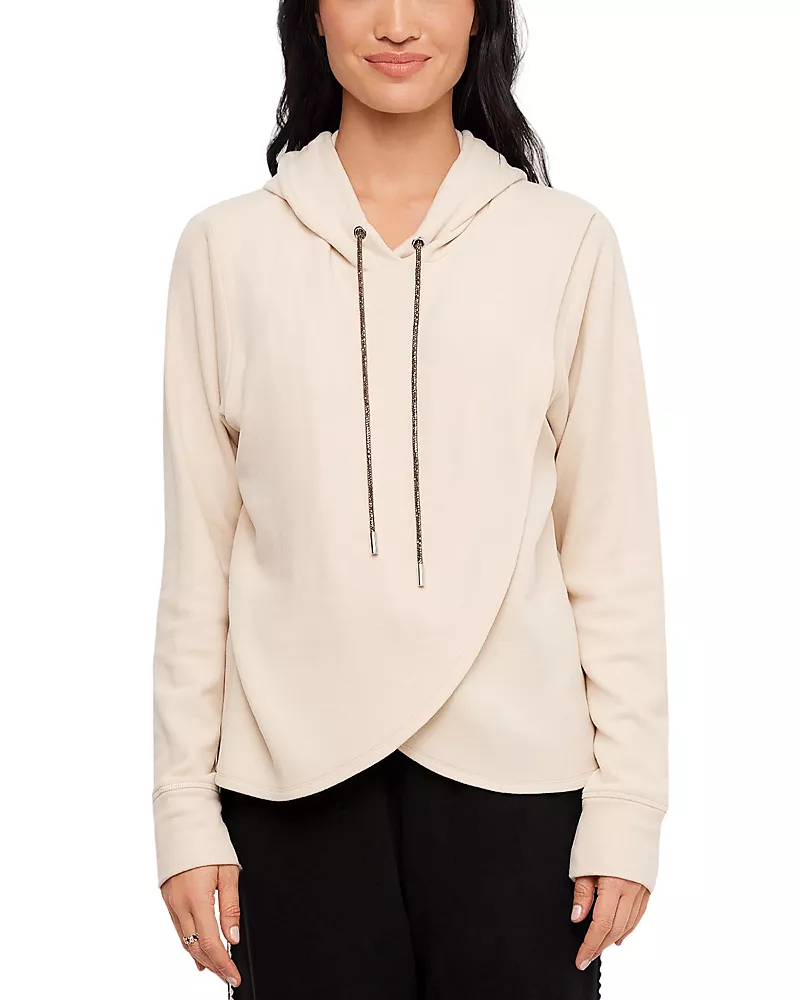 Karen Kane Rhinestone Drawstring Crossover Sweatshirt