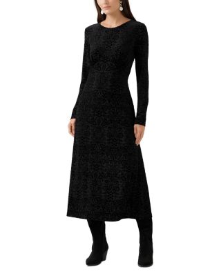 Karen Kane Velvet Burnout Long Sleeve Midi Dress