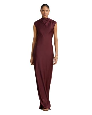 Satin Charmeuse Mock Neck Gown