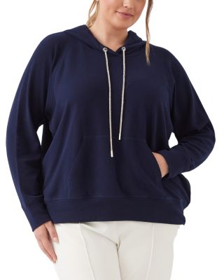 Plus Size Rhinestone Drawstring Hoodie Sweatshirt