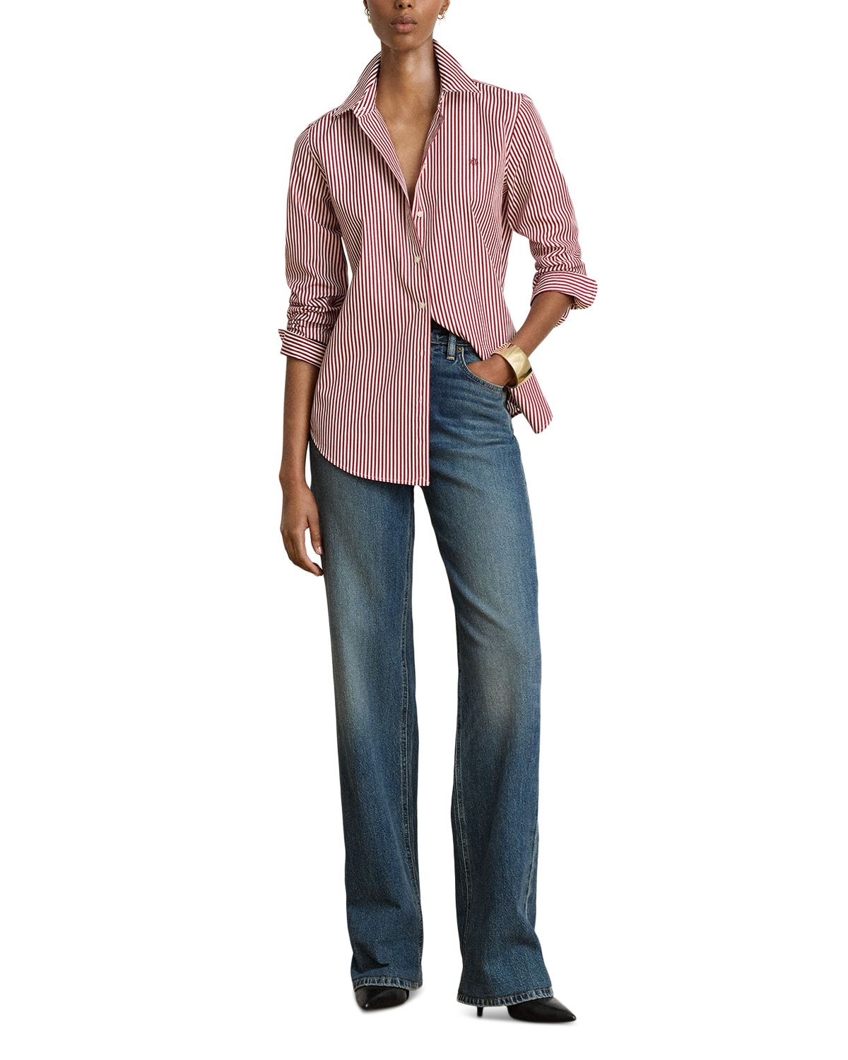 Cotton Classic Fit Striped Broadcloth Shirt thumbnail 2