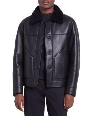 Sleek Merino Shearling Button Jacket