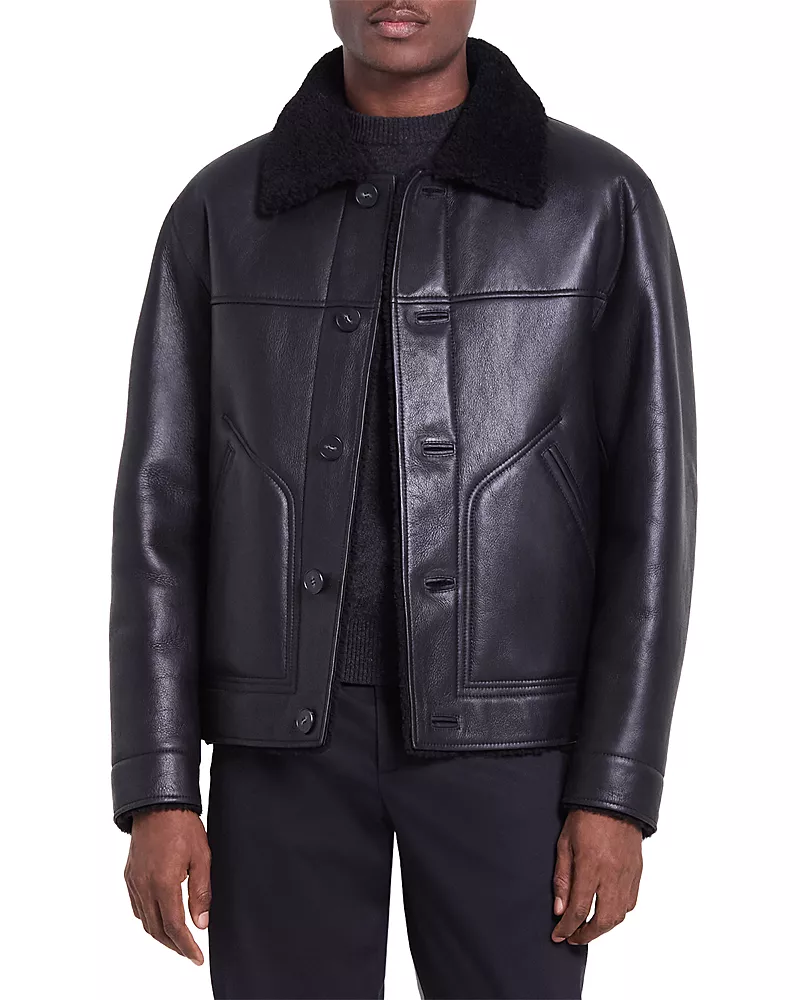 Theory Sleek Merino Shearling Button Jacket