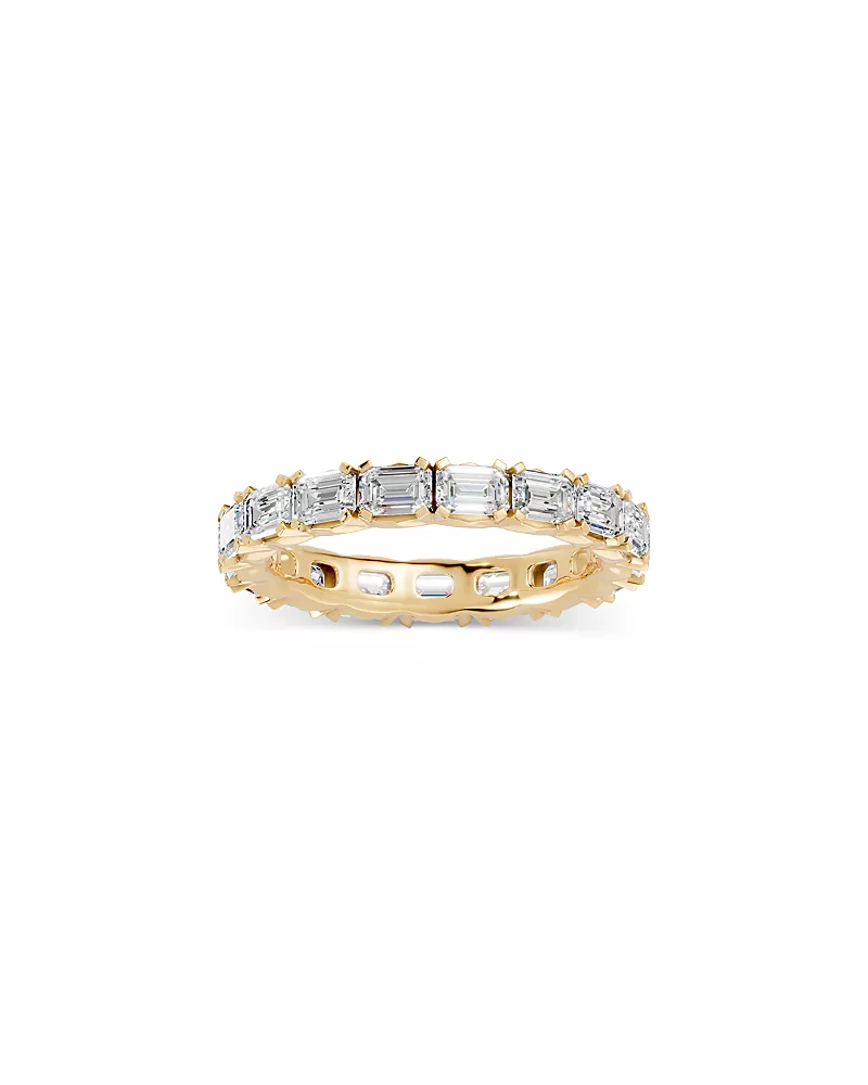 Bloomingdale's Fine Collection Diamond Emerald Cut French Pave Eternity Ring in 14K Yellow Gold, 3.0 tcw