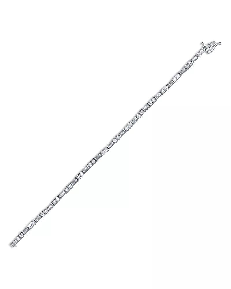 Bloomingdale's Fine Collection Luxe Collection Certified Lab Grown Diamond Alternating Tennis Bracelet in 14K White Gold, 3.0 tcw