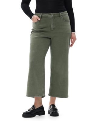  Plus Mid Rise Straight Denim Jeans Stretch Comfortable in Green
